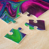 Groovy Abstract Retro Magenta Dark Rainbow Swirl Legpuzzel (Zijkant)