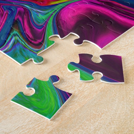 Groovy Abstract Retro Magenta Dark Rainbow Swirl Legpuzzel (Zijkant)