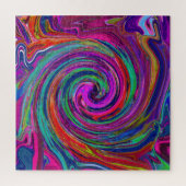 Groovy Abstract Retro Magenta Dark Rainbow Swirl Legpuzzel (Verticaal)