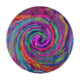 Groovy Abstract Retro Magenta Dark Rainbow Swirl Snijplank