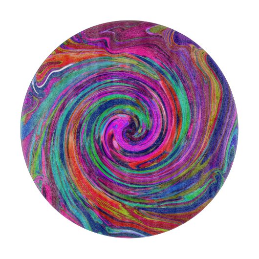 Groovy Abstract Retro Magenta Dark Rainbow Swirl Snijplank (Voorkant)