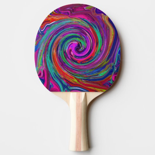 Groovy Abstract Retro Magenta Dark Rainbow Swirl Tafeltennisbatje (Achterkant)