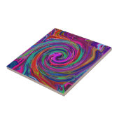Groovy Abstract Retro Magenta Dark Rainbow Swirl Tegeltje (Zijkant)