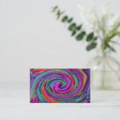 Groovy Abstract Retro Magenta Dark Rainbow Swirl Visitekaartje (Staand voorkant)