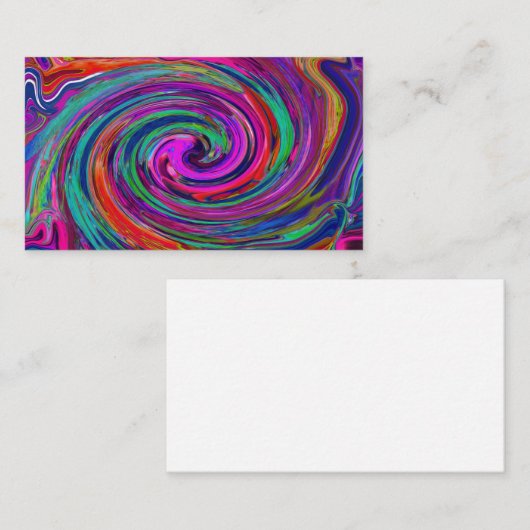 Groovy Abstract Retro Magenta Dark Rainbow Swirl Visitekaartje (Voorkant / Achterkant)