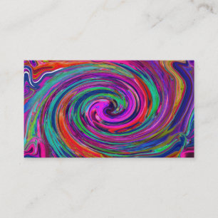 Groovy Abstract Retro Magenta Dark Rainbow Swirl Visitekaartje