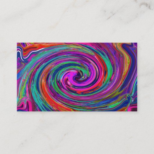 Groovy Abstract Retro Magenta Dark Rainbow Swirl Visitekaartje (Voorkant)