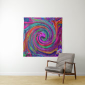 Groovy Abstract Retro Magenta Dark Rainbow Swirl Wandkleed (In Situ (horizontaal))