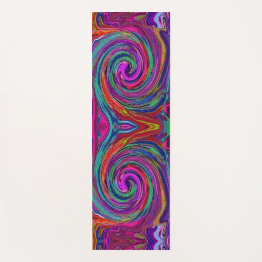 Groovy Abstract Retro Magenta Dark Rainbow Swirl Yogamat (Voorkant)