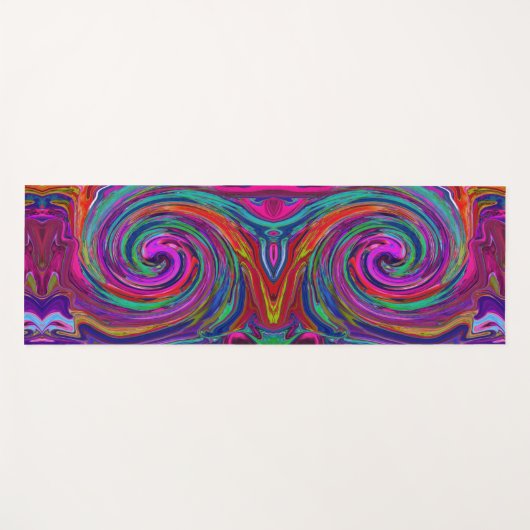 Groovy Abstract Retro Magenta Dark Rainbow Swirl Yogamat (Voorkant (horizontaal))