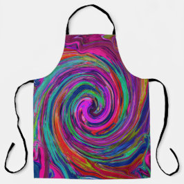 Groovy Abstract Retro Magenta Donkere Regenboog We Schort