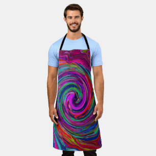 Groovy Abstract Retro Magenta Donkere Regenboog We Schort