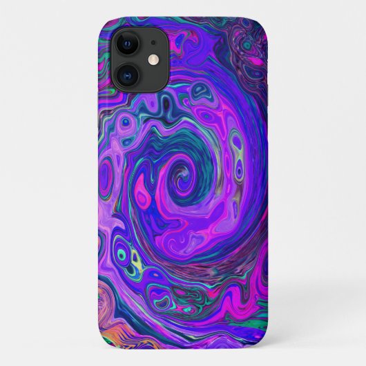 Groovy Abstract Retro Magenta en Paars Swirl Case-Mate iPhone Case (Achterkant)
