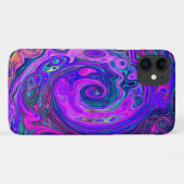Groovy Abstract Retro Magenta en Paars Swirl Case-Mate iPhone Case (Achterkant (horizontaal))
