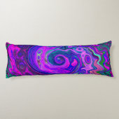 Groovy Abstract Retro Magenta en Paars Swirl Lichaamskussen (Achterkant)