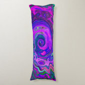 Groovy Abstract Retro Magenta en Paars Swirl Lichaamskussen (Voorkant Verticaal)