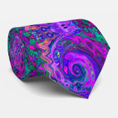 Groovy Abstract Retro Magenta en Paars Swirl Stropdas (Opgerold)