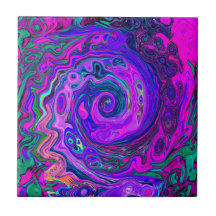 Groovy Abstract Retro Magenta en Paars Swirl