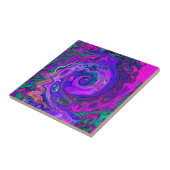 Groovy Abstract Retro Magenta en Paars Swirl Tegeltje (Zijkant)