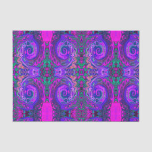 Groovy Abstract Retro Magenta en Paars Swirl Tissuepapier