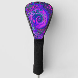 Groovy Abstract Retro Magenta en Paarse Draaikolk Golfheadcover
