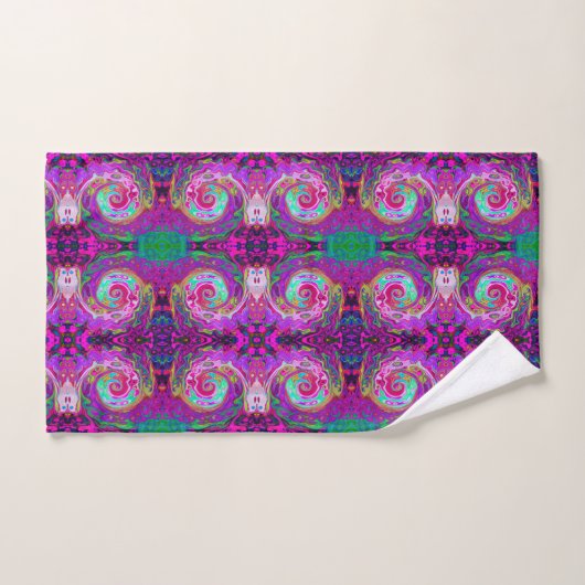 Groovy Abstract Retro Magenta Rainbow Swirl Bad Handdoek (Handdoek)