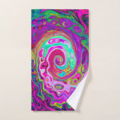 Groovy Abstract Retro Magenta Rainbow Swirl Bad Handdoek (Handdoek)