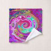 Groovy Abstract Retro Magenta Rainbow Swirl Bad Handdoek (Wasdoekje)