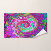 Groovy Abstract Retro Magenta Rainbow Swirl Bad Handdoek (Handdoek)