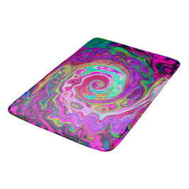 Groovy Abstract Retro Magenta Rainbow Swirl Badmat