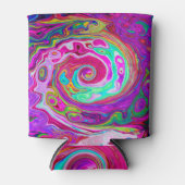 Groovy Abstract Retro Magenta Rainbow Swirl Blikjeskoeler (Voorkant)