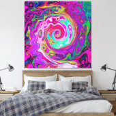 Groovy Abstract Retro Magenta Rainbow Swirl Canvas Afdruk (Insitu (Slaapkamer))