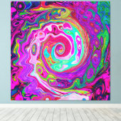 Groovy Abstract Retro Magenta Rainbow Swirl Canvas Afdruk (Insitu (Houten vloer))