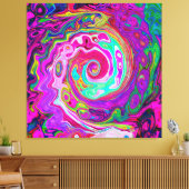 Groovy Abstract Retro Magenta Rainbow Swirl Canvas Afdruk (Insitu (Woonkamer))