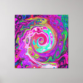 Groovy Abstract Retro Magenta Rainbow Swirl Canvas Afdruk