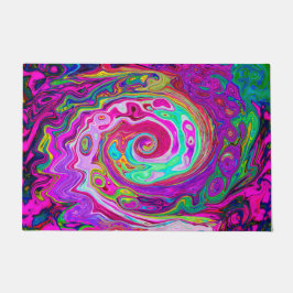 Groovy Abstract Retro Magenta Rainbow Swirl Deurmat