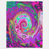 Groovy Abstract Retro Magenta Rainbow Swirl Fleece Deken (Voorkant)