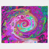 Groovy Abstract Retro Magenta Rainbow Swirl Fleece Deken (Voorkant (Horizontaal))