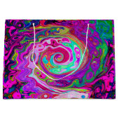 Groovy Abstract Retro Magenta Rainbow Swirl Groot Cadeauzakje (Voorkant)