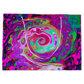 Groovy Abstract Retro Magenta Rainbow Swirl Groot Cadeauzakje (Achterkant)