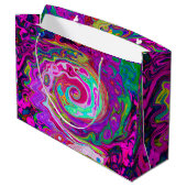 Groovy Abstract Retro Magenta Rainbow Swirl Groot Cadeauzakje (Achterkant Gekanteld)