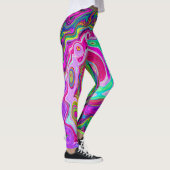 Groovy Abstract Retro Magenta Rainbow Swirl Leggings (Rechts)