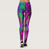Groovy Abstract Retro Magenta Rainbow Swirl Leggings (Achterkant)