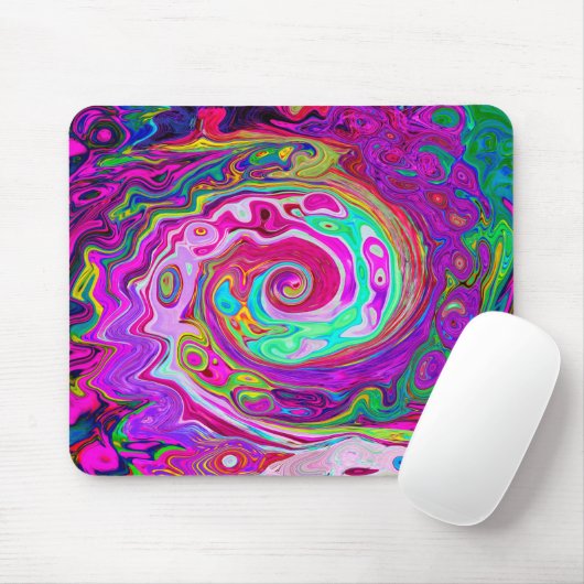 Groovy Abstract Retro Magenta Rainbow Swirl Muismat (Met muis)