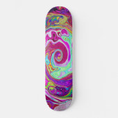 Groovy Abstract Retro Magenta Rainbow Swirl Persoonlijk Skateboard (Voorkant)