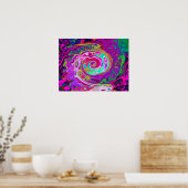 Groovy Abstract Retro Magenta Rainbow Swirl Poster (Keuken)