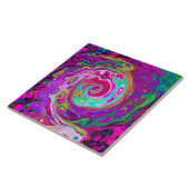 Groovy Abstract Retro Magenta Rainbow Swirl Tegeltje (Zijkant)
