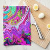 Groovy Abstract Retro Magenta Rainbow Swirl Theedoek (Quarter Fold)