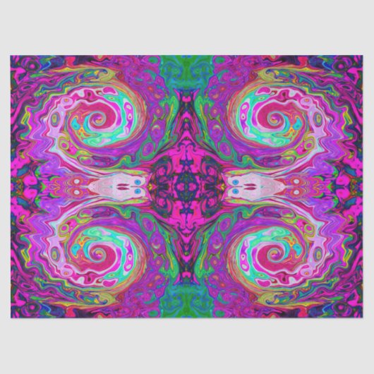 Groovy Abstract Retro Magenta Rainbow Swirl Tissuepapier (Voorkant)