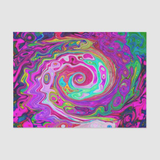 Groovy Abstract Retro Magenta Rainbow Swirl Tissuepapier (Voorkant)